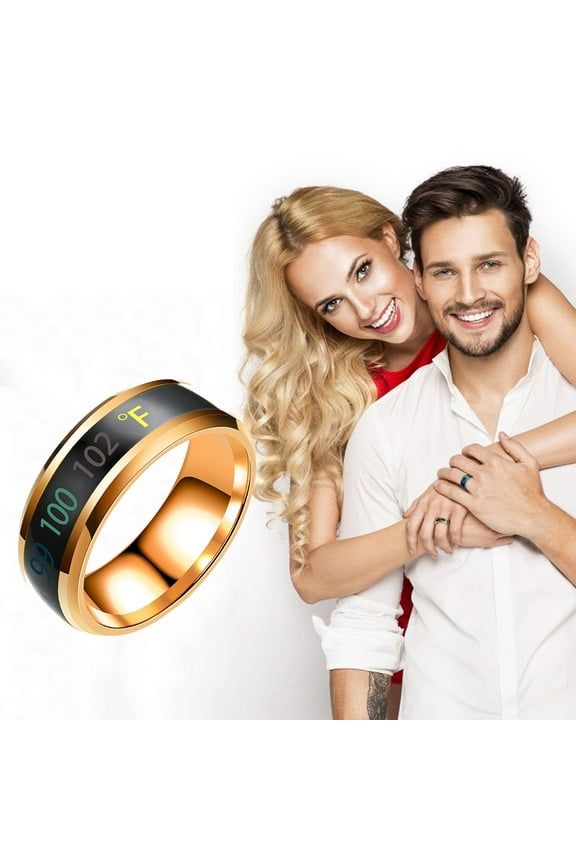 Fashion New Physical Intelligent Temperature Couple Ring Mood Display Ring Thermochromic Blue US Size 6-13
