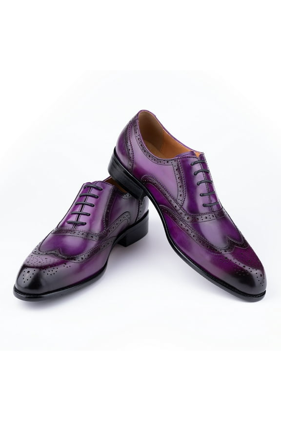 Fashion New Trend Oxford Mens Handmade Carving Craft Purple Wedding Party Shoes Original Designer Customized Service Adult Purple 10