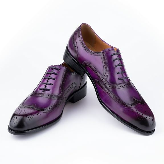 Fashion New Trend Oxford Mens Handmade Carving Craft Purple Wedding Party Shoes Original Designer Customized Service Adult Purple 12