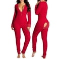 thumbnail image 1 of Fashion New V-neck Buttons Up Sexy Romper Women Long Sleeve Jumpsuits Autumn Fruits Print Sleepwear Back Flap Sleepwear, 1 of 4