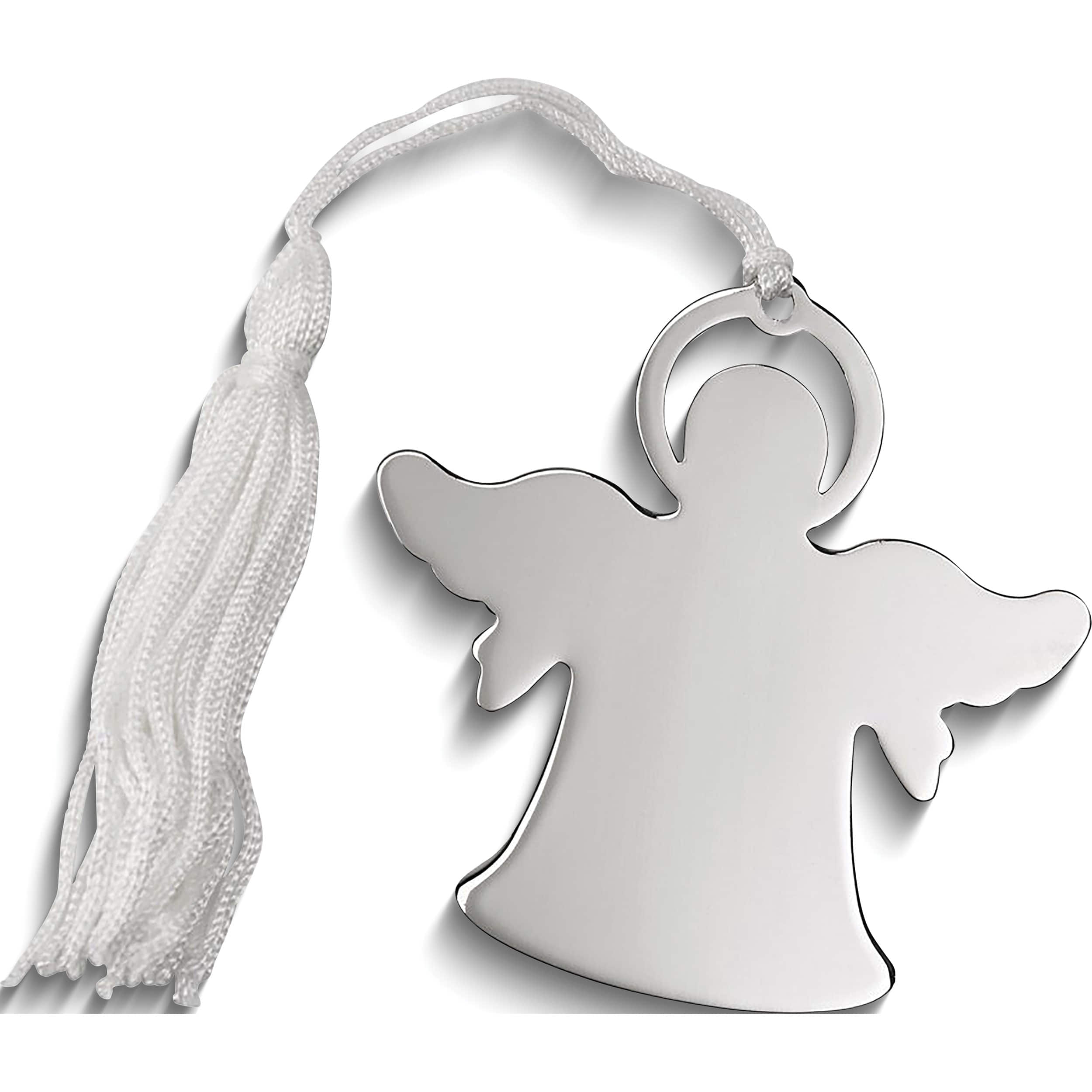Fashion Nickel-Plated White Tassel Engraveable Angel Ornament (2.5