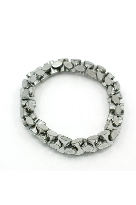 Fashion Non-Magnetic Hematite Stretchy Bracelets Silver 47mm
