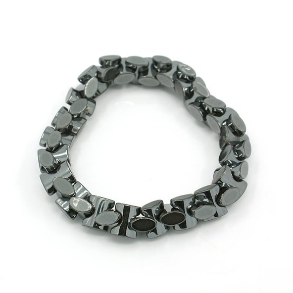Fashion Non-Magnetic Synthetic Hematite Stretchy Bracelets Black 47mm