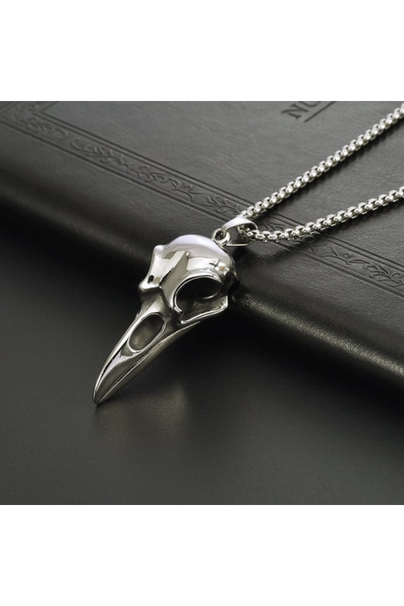 Fashion Nordic Viking Crow Head Odin Pendant Necklace For Men 14K Yellow Gold Punk Hip Hop Teens Animal Personality Jewelry