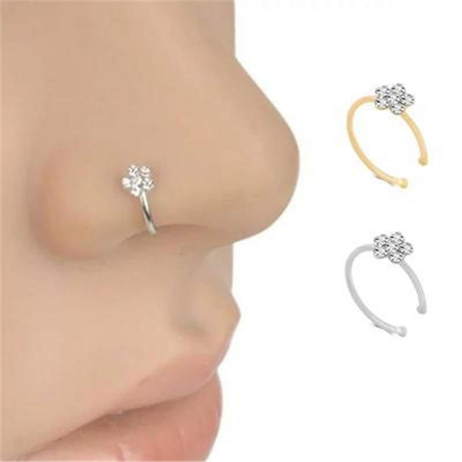 Diamond 14K & 18K Solid Gold Nose Ring, Diamond Hoop Nose Piercing, Septum  Clicker, Nose Stud, Tragus Helix Daith, Cartilage Hoop - Etsy