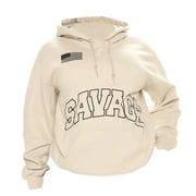 Fashion Nova Womens Ivory Savage Hooded Sweatshirt Small