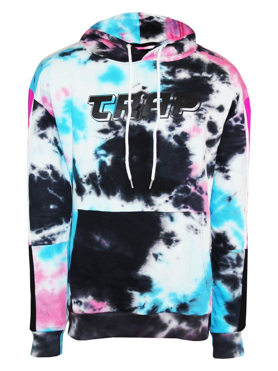 Fashion Nova Men's Trap Tie Dye Pullover Cotton Hoodie with Kangaroo Pocket  Pink Blue Black White - Walmart.com