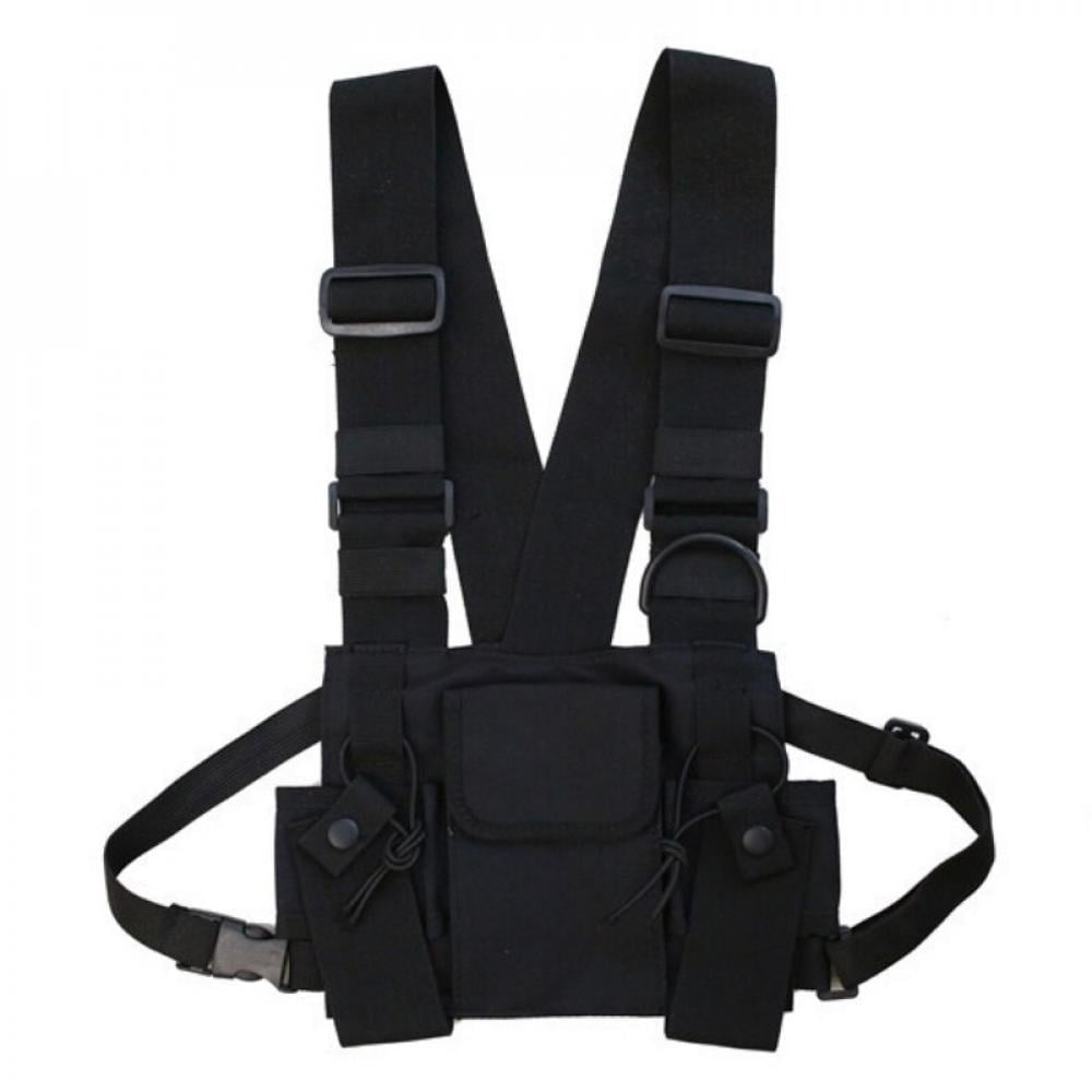 Fashion Nylon Chest Bag Black Hip Hop Vest Outdoor Functional Tactical Harness  Chest Bag 