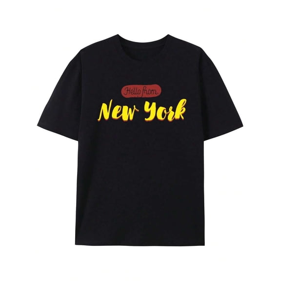 Fashion  O From New York Oversized Graphic Tee, Women's T-Shirt,100% Cotton Fabric,Crew Neck,Short Sleeve,Regular Fit,All-Season Casual Wear,180gsm-Ideal For All Saints' Day Thanksgiving Day For Fami