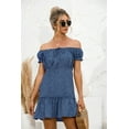 thumbnail image 1 of Fashion Off Shoulder Ruffle Beach Short Dress, 1 of 4