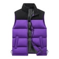 thumbnail image 1 of Fashion Olyvenn Men's Puffer Vest Loose Fit Casual Stand Collar Quilted Coat Zip Up Sleeveless Outdoor Jacket Fall Fashion Clothing Purple 16, 1 of 3