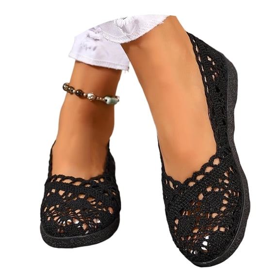 Fashion On Flat Comfortable Fishnet Hollow Out Casual Shoes Breathable Lightweight Walking Sneakers Non Outdoor Daily Wear Ladies Footwear