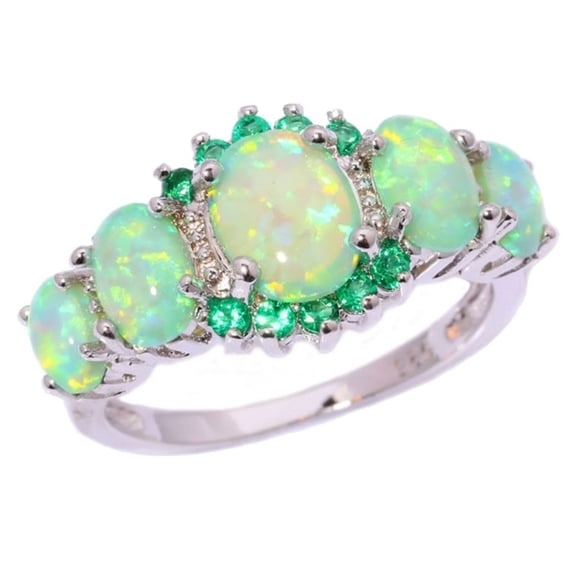 Fashion Opal Diamond Ring: Elegant Geometric Alloy Rings for Women, Electroplated, Simple Style