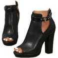 thumbnail image 1 of Fashion Open Peep Toe Booties for Women Cutout Side Strap Buckle Chunky Block Heel Sandal Short Ankle Boots Dressy Sandals, 1 of 5