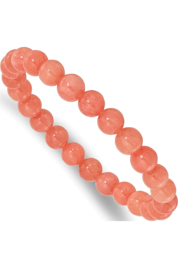 Fashion Orange Quartz 8Mm Beaded Stretch Bracelet (Width 8) - Jbsp