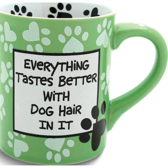 Fashion Our Name Is Mud Green And White Dog Hair Mug (3.75 X 4.5) Made In China gm16200