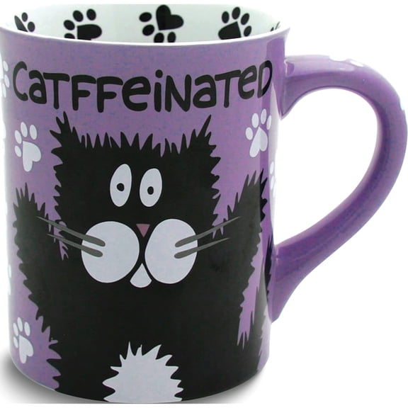 Fashion Our Name Is Mud Purple Catffeinated Cat Mug (3.75 X 4.5) Made In China gm16199