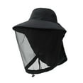 thumbnail image 1 of Fashion Outdoor Face Neck Protection Fishing Sun Cap Bucket Hat Insect Proof Cap Mosquito Hat BLACK, 1 of 8