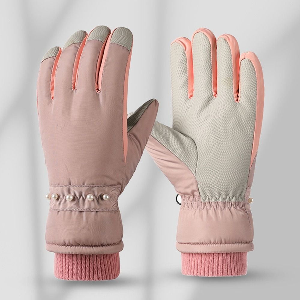 Fashion Outdoor Sports Full Finger PU Fleece Windproof Women Plush ...