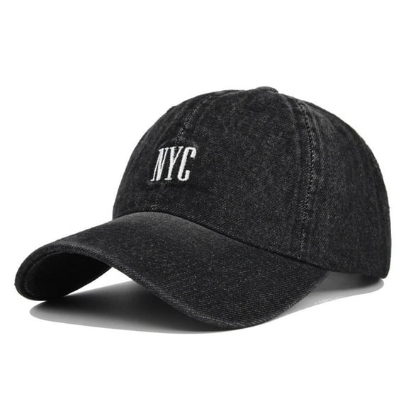 Fashion Outdoor Sports Trucker Caps Curved Brim Sunscreen Denim Sun Hats NYC Embroidery Baseball Caps Snapback Peaked Cap Distressed Faded Hats BLACK