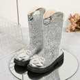 thumbnail image 1 of Fashion Outdoors Hiking Riding Casual Shoes Kid Boots Girl Fall And Winter Fashionable Sequined Bowknot High Boots Model Stylish And Versatile Leather Boots Shoes, 1 of 5