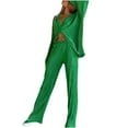 thumbnail image 1 of Fashion Outfits Women 2 Piece Outfits Casual Long Sleeve Loose Fit Button Down Shirts Blouses Tops Wide Leg Long Pants Sets Loungewear, 1 of 6