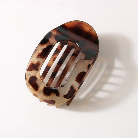 Fashion Oval Flat Hair Clips for Women New Design Leopard Large Flat Round Claw Clip French Hair Clips Trendy Hair Accessories