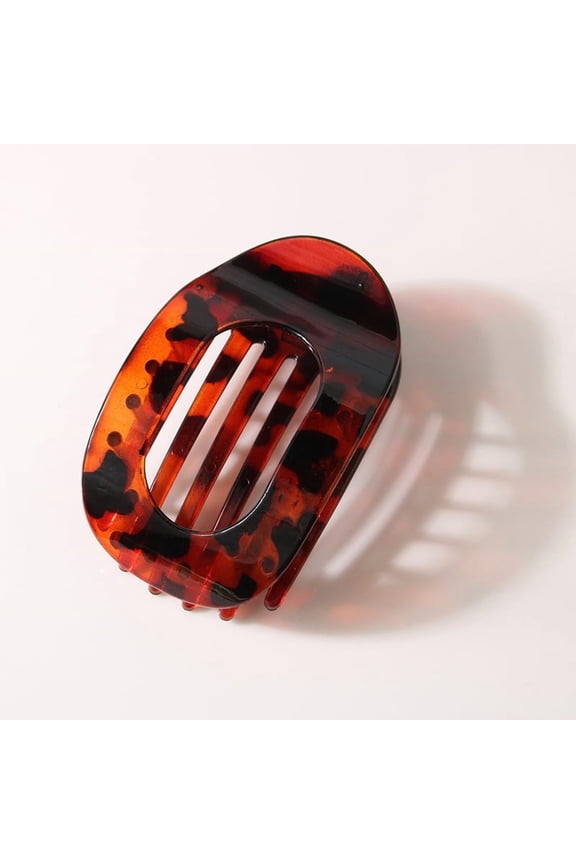 Fashion Oval Flat Hair Clips for Women New Design Leopard Large Flat Round Claw Clip French Hair Clips Trendy Hair Accessories