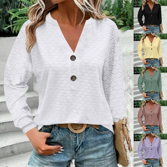 Fashion Oversize Blouses For Women Solid Color V-neck Long Sleeved Pullover Shirts Casual Blouses White S