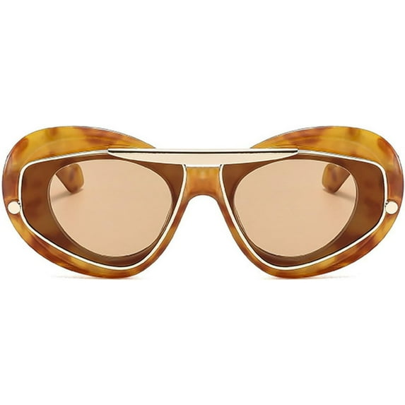 Fashion Oversized Cat Eye Women Sunglasses Vintage Leopard Gradient Shades UV400 Men Sun Glasses