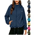 thumbnail image 1 of Fashion Oversized Rain Jacket for Women Hooded Waterproof Windproof Oversized Full Zip Long Sleeve Outdoor Fall Winter Jacket, 1 of 9
