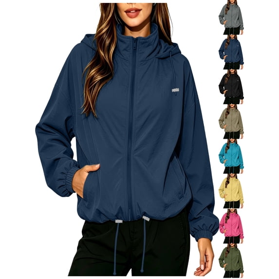 Fashion Oversized Rain Jacket for Women Hooded Waterproof Windproof Oversized Full Zip Long Sleeve Outdoor Fall Winter Jacket