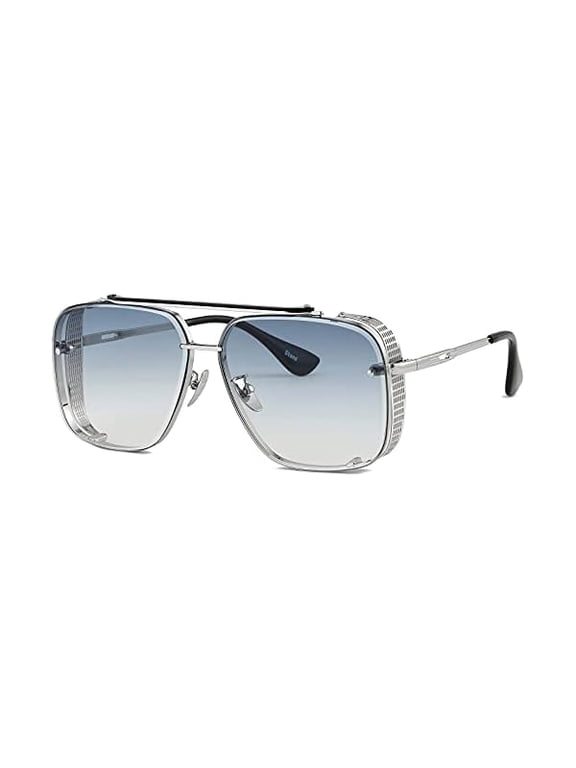 Fashion Oversized Square Aviator Gradient Sunglasses For Men Vintage Metal Side Shield Steampunk Sun Glasses 64mm