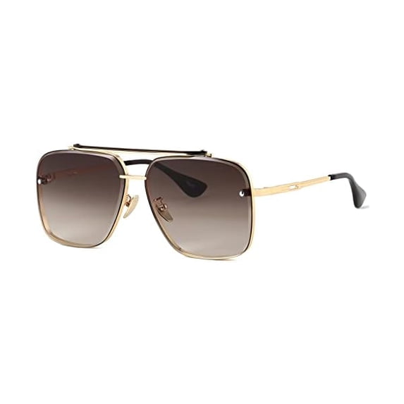 Fashion Oversized Square Aviator Gradient Sunglasses For Men Women Vintage Metal Sun Glasses 63mm