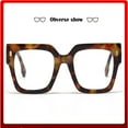 thumbnail image 1 of Fashion Oversized Square Blue Light Blocking Glasses for Women Men, Thick Frame Non-Prescription Computer Eyewear Anti Eye Strain (Amber), 1 of 7