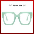 thumbnail image 1 of Fashion Oversized Square Blue Light Blocking Glasses for Women Men, Thick Frame Non-Prescription Computer Eyewear Anti Eye Strain (Light Green), 1 of 8