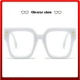 thumbnail image 1 of Fashion Oversized Square Blue Light Blocking Glasses for Women Men, Thick Frame Non-Prescription Computer Eyewear Anti Eye Strain (White), 1 of 8