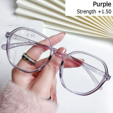 Fashion PC Frame Portable Far Sight Glasses Presbyopic Eyewear Anti-UV Blue Rays Glasses Computer Goggles Reading Glasses PURPLE STRENGTH +1.50