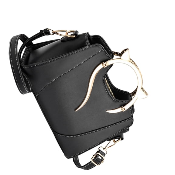 Fashion PU Crossbody Bag Cute Cat Ear Top Handle Zippered Large Capacity Handbag
