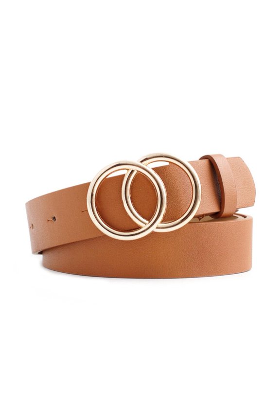 Fashion PU Leather Double Rings Waist Belt For Women Suitable For Casual Outfits