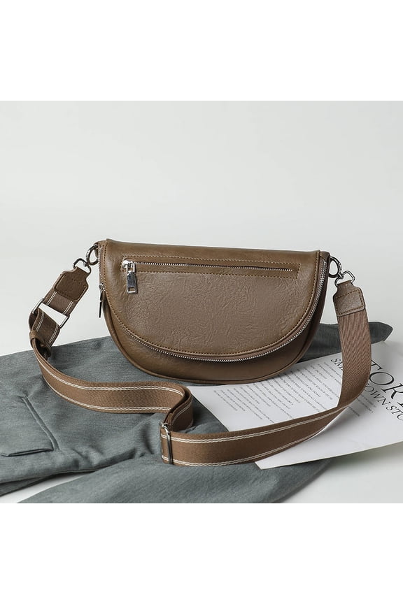 Fashion PU Leather Women Saddle Bag Luxury Shoulder Bags Small Round Handbag Wide straps Crossbody Messenger Bag bolsos