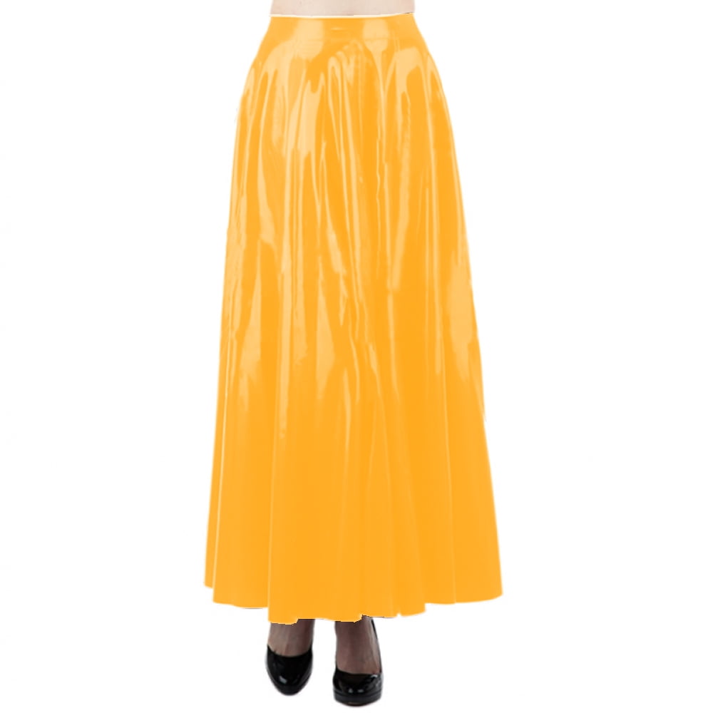 Fashion PVC High Waist Long Skirts Faux Latex Elegant Sexy Pleated ...