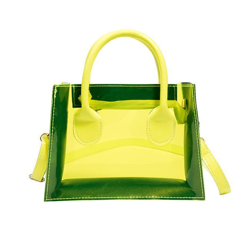 Green Neon Bag Clear Jelly Tote Bag Clear Messenger Bag 