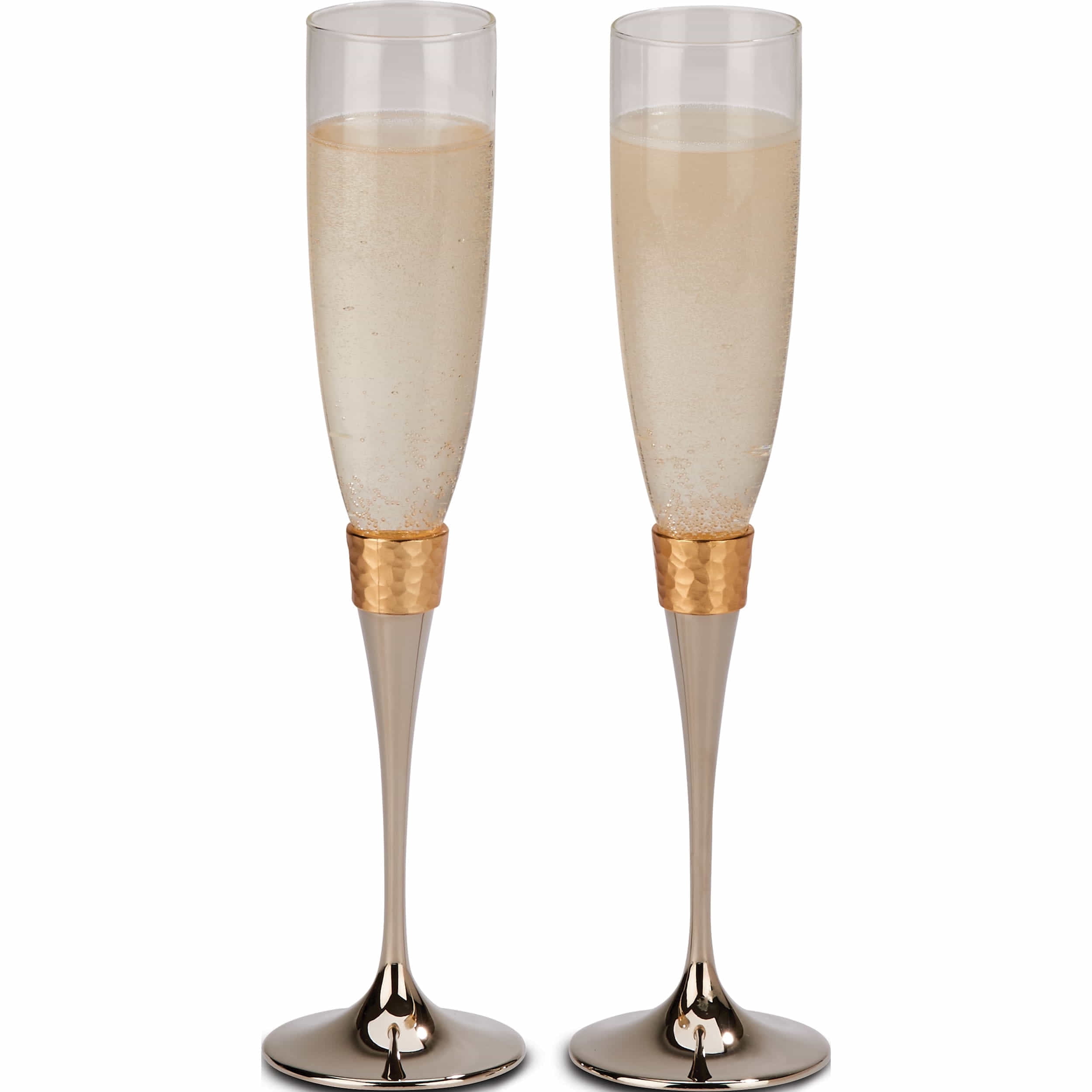 Fashion Pair Hammered Gold-Tone Banded Flutes Made In China -Jewelry By Sweet Pea