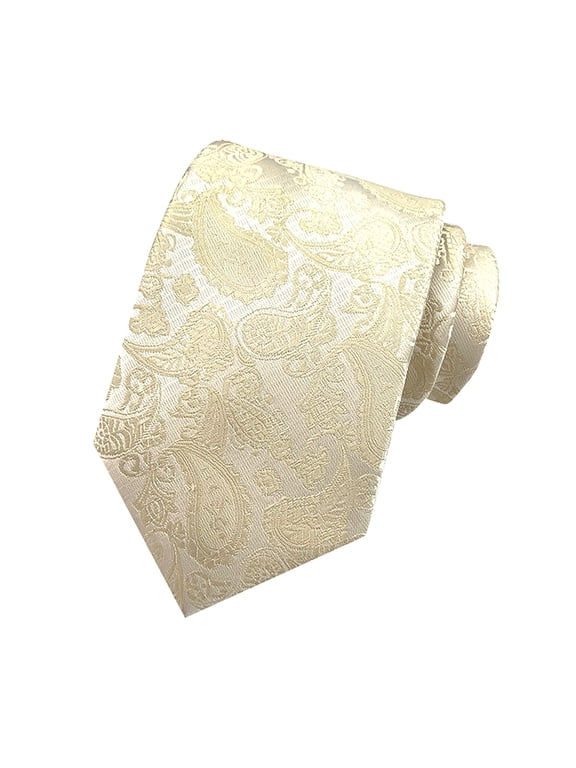 Fashion Paisley Ties Mens Woven Jacquard Neckties Casual Wedding Workplace Ties Classic Stylish Formal Necktie 1 PC Beige One Size
