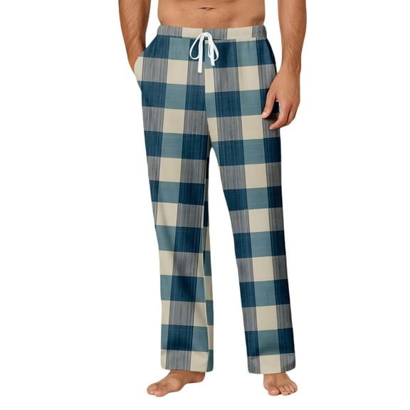 Fashion Pajama Pants Mens Lounge Pants Super Soft Men Pajama Bottoms with Pockets Drawstring Green L