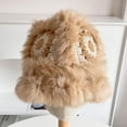thumbnail image 1 of Fashion Panama Hat Handmade Foldable Tiger Cap Hollow Crochet Rabbit Fur Bucket Hat Imitation Rabbit Fur Plush Knitted Hat Winter Fisherman Hat KHAKI, 1 of 8
