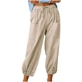 thumbnail image 1 of Fashion Pants for Women 2025 Long Trouser Shorts for Women Capri Pants for Women Stretch High Waisted Linen Wide Leg Pants for Women High Waisted Running Pants Women Tall, 1 of 5
