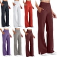 thumbnail image 1 of Fashion Pants for Women Sport Casual Solid Color Elastic Waist Side Pocket Tight Elastic Yoga Side Slits Sweatpants Wine S-2XL, 1 of 6