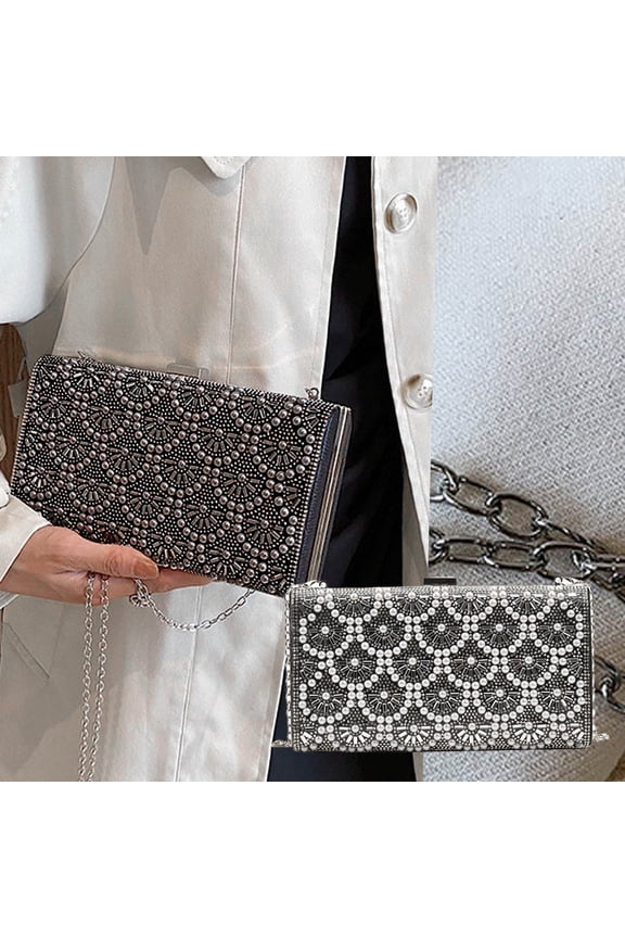 Fashion Pearl Clutch Purse Elegant Evening Bag Women Girls Party Accessory Cosmetic Makeup Travel Organizer